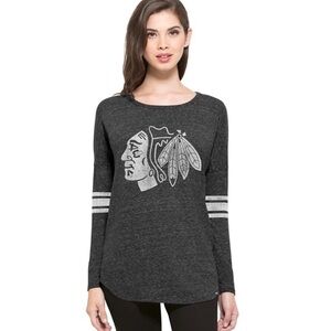 '47 NHL Blackhawks Black Neps Long Sleeve T-Shirt Size Medium